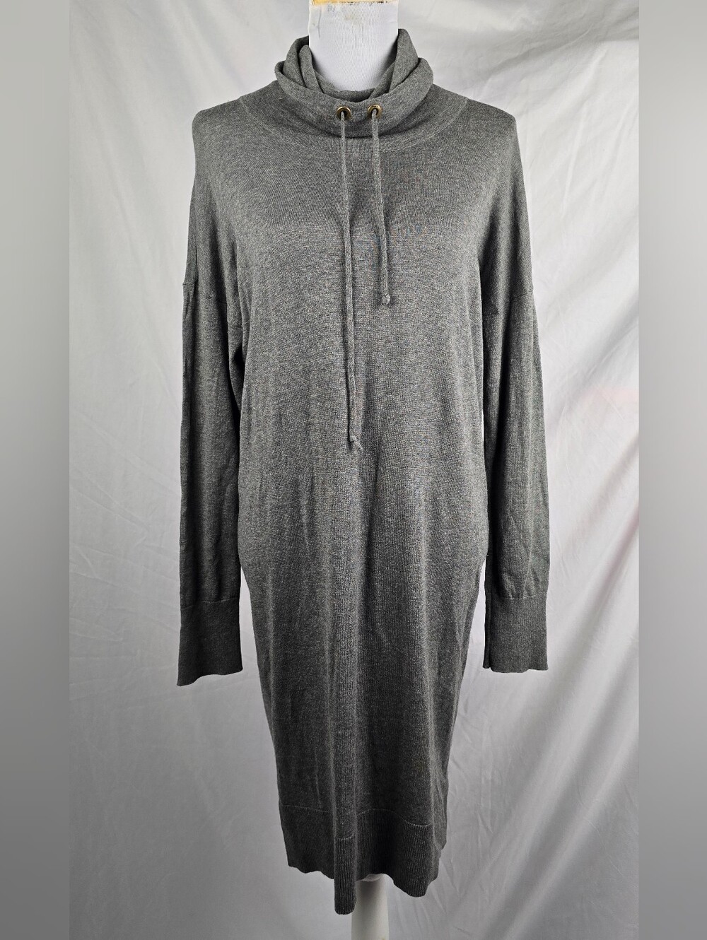 Lauren Ralph Lauren Gray Cowl Neck Lightweight Modal Sweater Dress sz M NWOT